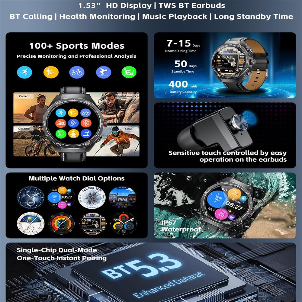 Relógio Inteligente TWS 2-em-1 - Smartwatch Headset avaliação e preço