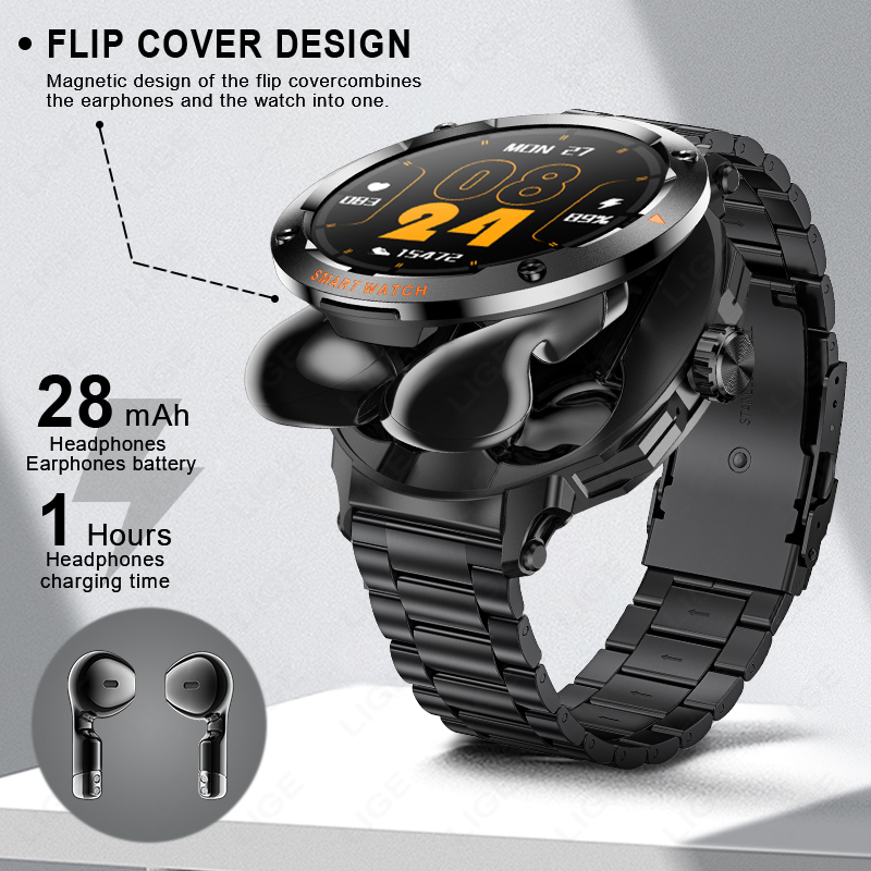 Novo masculino 2 em 1 fone de  - Smartwatch Headset avaliação e preço